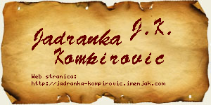 Jadranka Kompirović vizit kartica